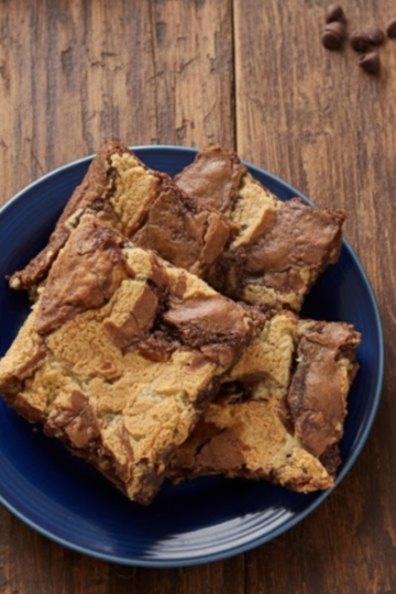 Homemade Reeses peanut butter chip and marshmallow fluff brownies.