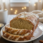 Coconut lime banana bread loaf vanilla glaze moist quick bread recipe