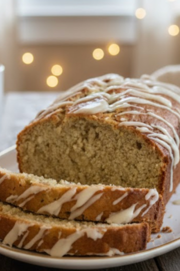 Coconut lime banana bread loaf vanilla glaze moist quick bread recipe