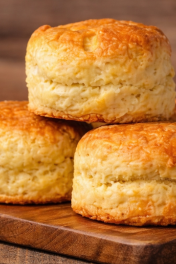 Freshly baked brown butter honey glazed biscuits on a cutting board, dripping with golden honey and melted butter