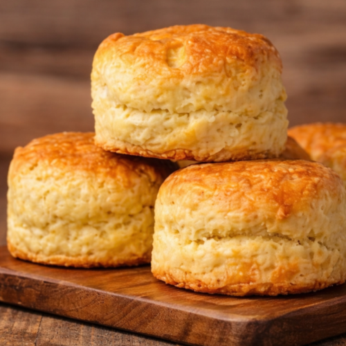 Freshly baked brown butter honey glazed biscuits on a cutting board, dripping with golden honey and melted butter