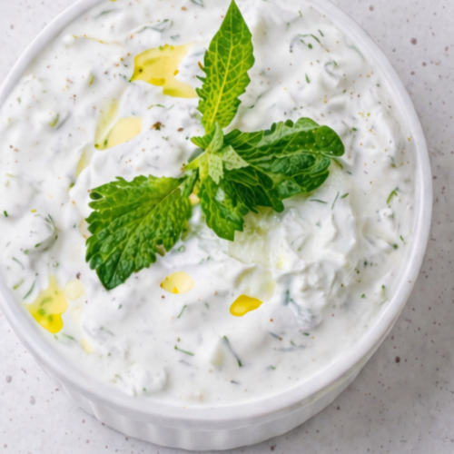 A bowl of creamy homemade garlic ranch dip topped with fresh herbs, surrounded by crisp vegetables for dipping.