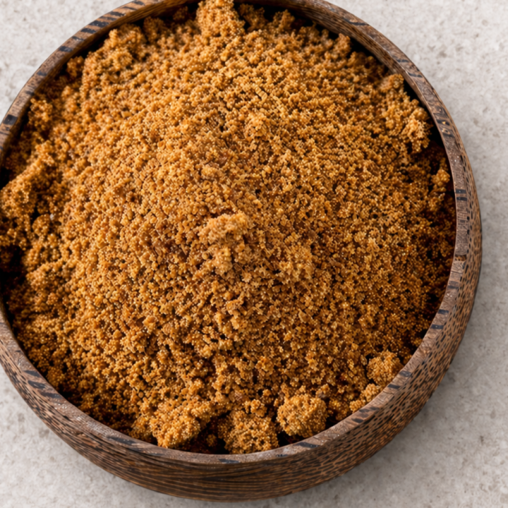 Homemade garam masala made with ground spices, mixed together in a small bowl.
