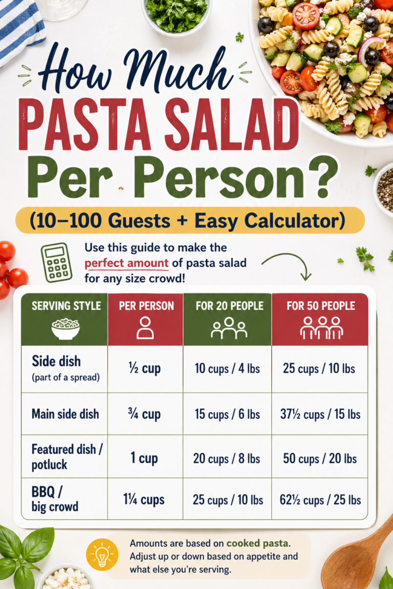 How Much Pasta Salad Per Person? Calculator for 10–100 Guests | Summer ...